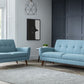 Sofa - Monza 3 Seater Sofa - Grey Velvet & Blue