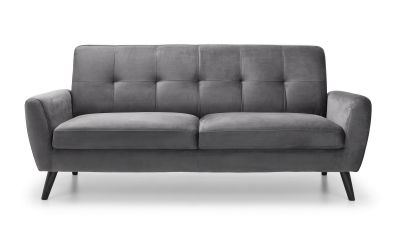 Sofa - Monza 3 Seater Sofa - Grey Velvet & Blue