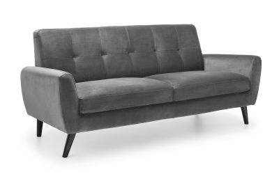 Sofa - Monza 3 Seater Sofa - Grey Velvet & Blue