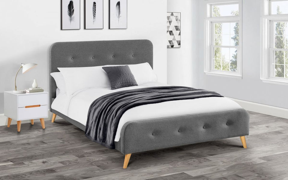 Bed - Fabric Bed - Astrid Curved Retro Fabric Bed