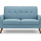 Sofa  - Monza 2 Seater Sofa - Grey Velvet & Blue