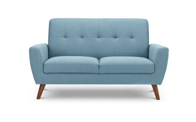 Sofa  - Monza 2 Seater Sofa - Grey Velvet & Blue