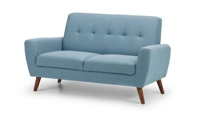 Sofa  - Monza 2 Seater Sofa - Grey Velvet & Blue