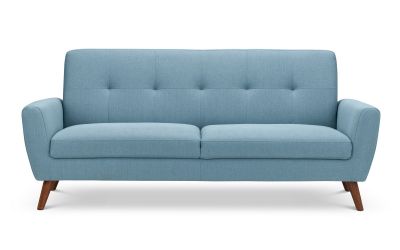 Sofa - Monza 3 Seater Sofa - Grey Velvet & Blue