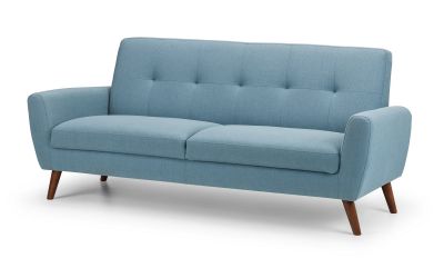 Sofa - Monza 3 Seater Sofa - Grey Velvet & Blue