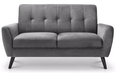 Sofa  - Monza 2 Seater Sofa - Grey Velvet & Blue