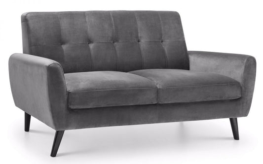 Sofa  - Monza 2 Seater Sofa - Grey Velvet & Blue