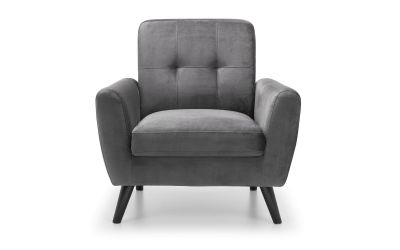 Chair - Monza Chair - Grey Velvet & Blue