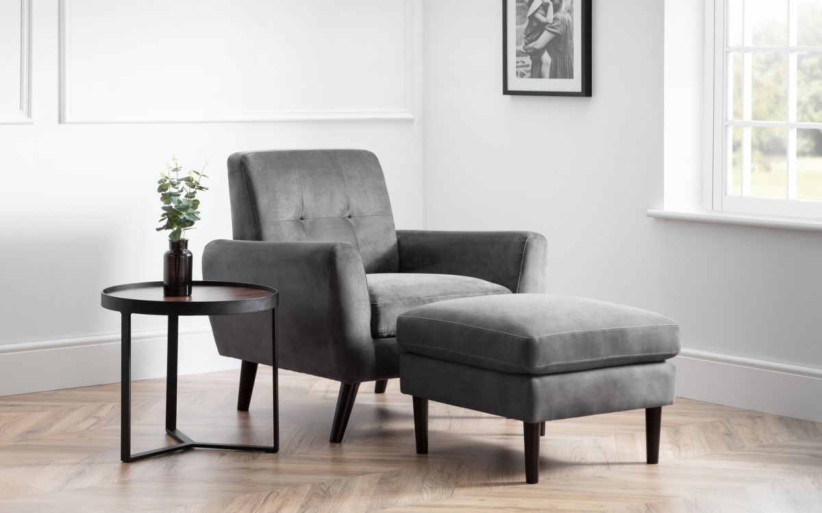 Chair - Monza Chair - Grey Velvet & Blue