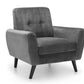 Chair - Monza Chair - Grey Velvet & Blue