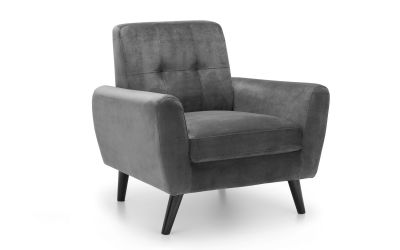 Sofa - Monza Chair - Grey Velvet & Blue