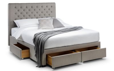 Bed - Fabric Bed-Wilton Deep Buttoned 4 Drawer Bed Grey