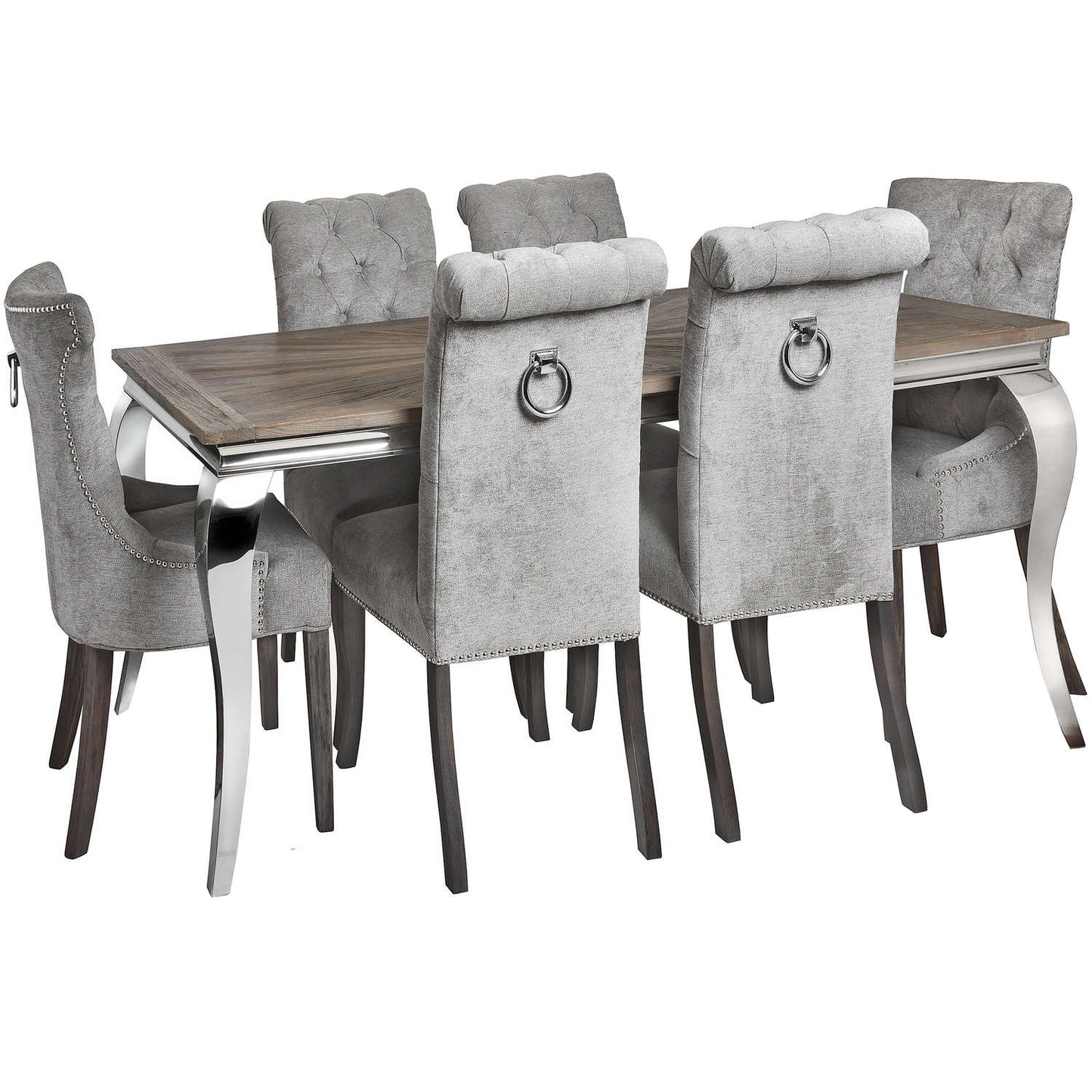 Dining Chair - Silver High Wing Ring Backed Dining Chair