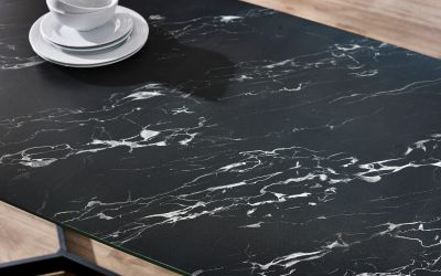 Dining Table - Olympus Dining Table - Black & White Marble